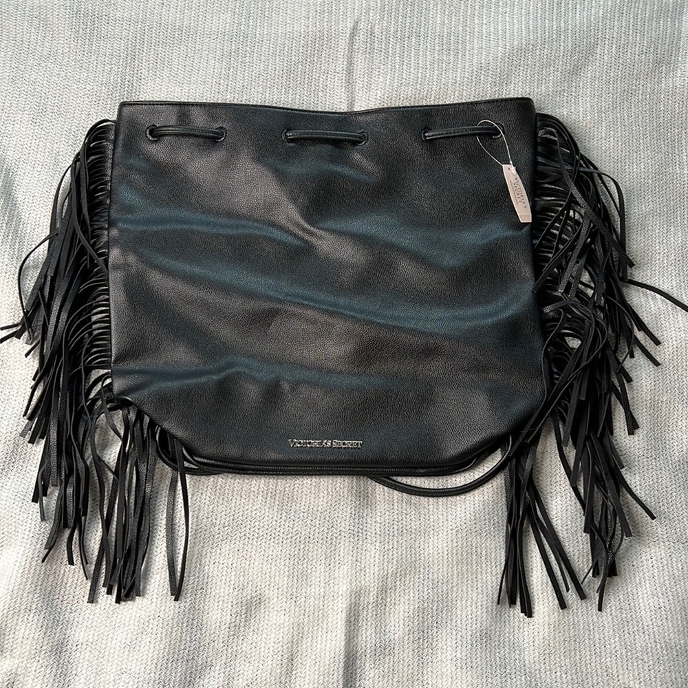 Victoria’s Secret Black Tassel Drawstring Bag NWT